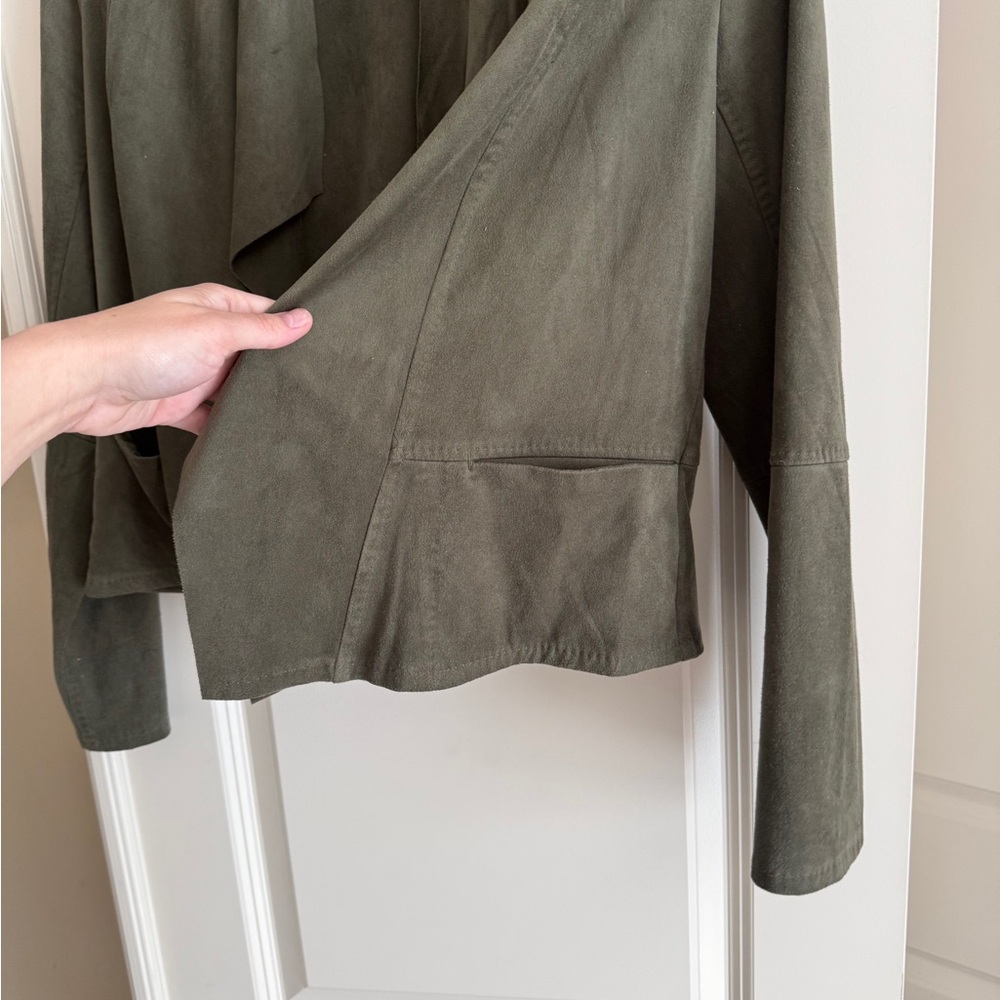 Max Studio Olive Draped Open Front Jacket Lightwe… - image 4